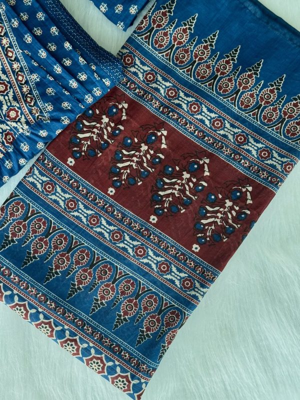 KCH0001:Ajrakh Printed Yale Blue Cotton Kurta Suit - Image 9