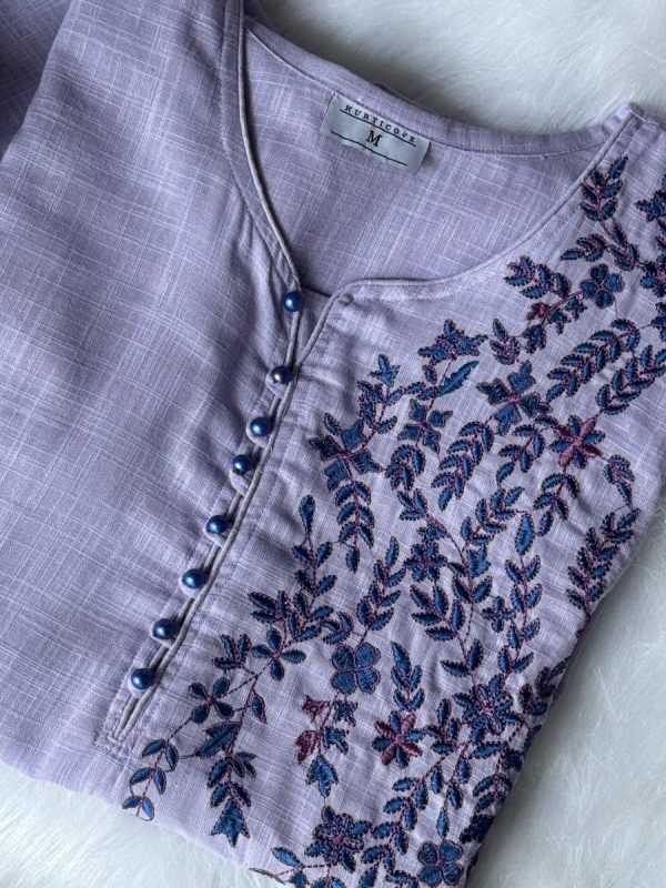 KCH0002:Lavender Embroidered Kurta With Pant&Dupatta - Image 2