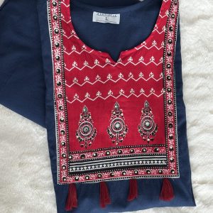 KCH0003:Navy Blue Cotton Kurta And Pant&Dupatta