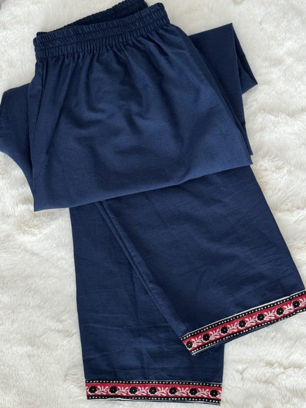 KCH0003:Navy Blue Cotton Kurta And Pant&Dupatta - Image 4