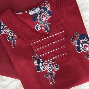 KCH0006:Royal Red Soft Cotton Dupatta Set