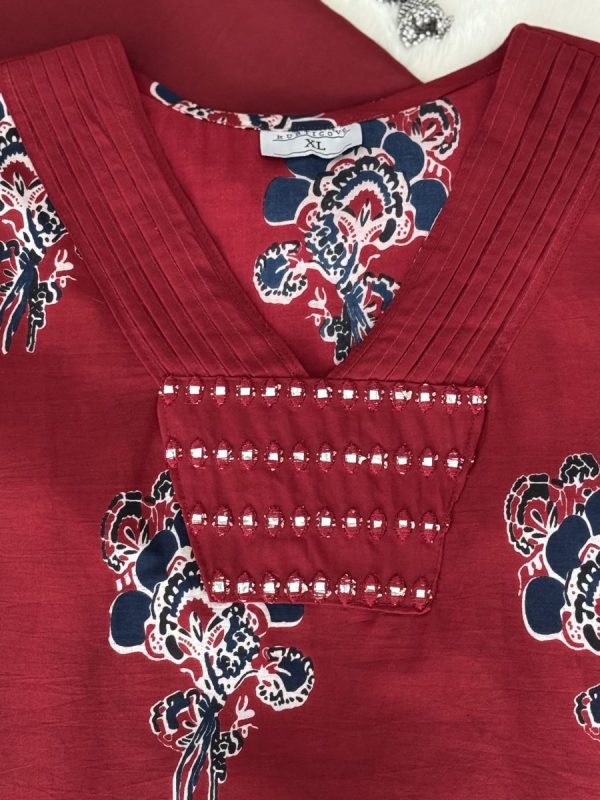 KCH0006:Royal Red Soft Cotton Dupatta Set - Image 2