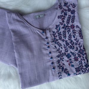 KCH0002:Lavender Embroidered Kurta With Pant&Dupatta