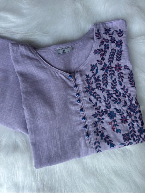 KCH0002:Lavender Embroidered Kurta With Pant&Dupatta