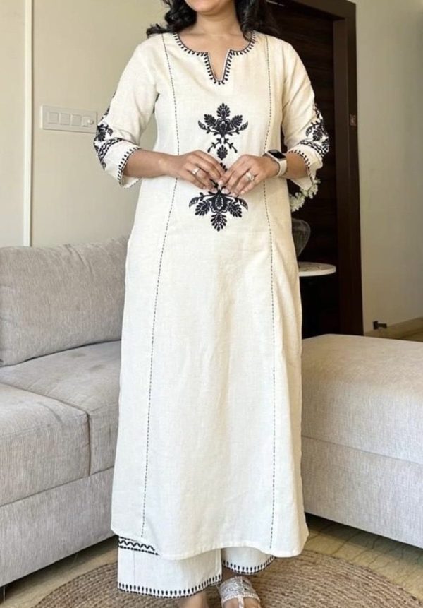 KCH0004:Off White Kurta Pant Sets - Image 5