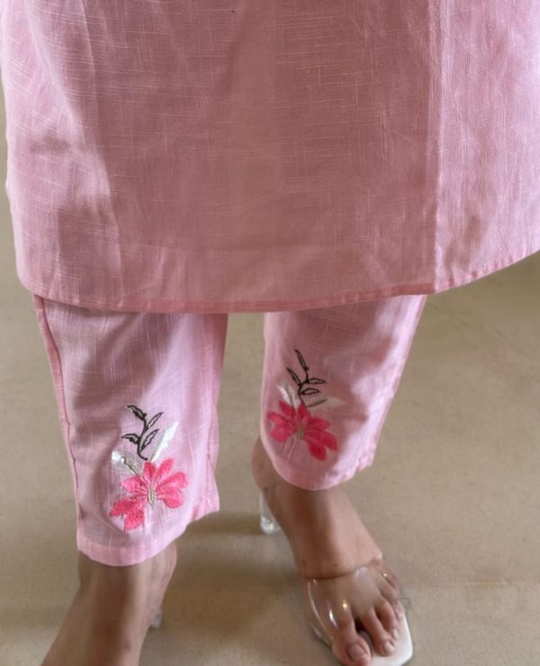 KCH0005:Flamingo Cotton Slub Kurta Pant&Dupatta - Image 9