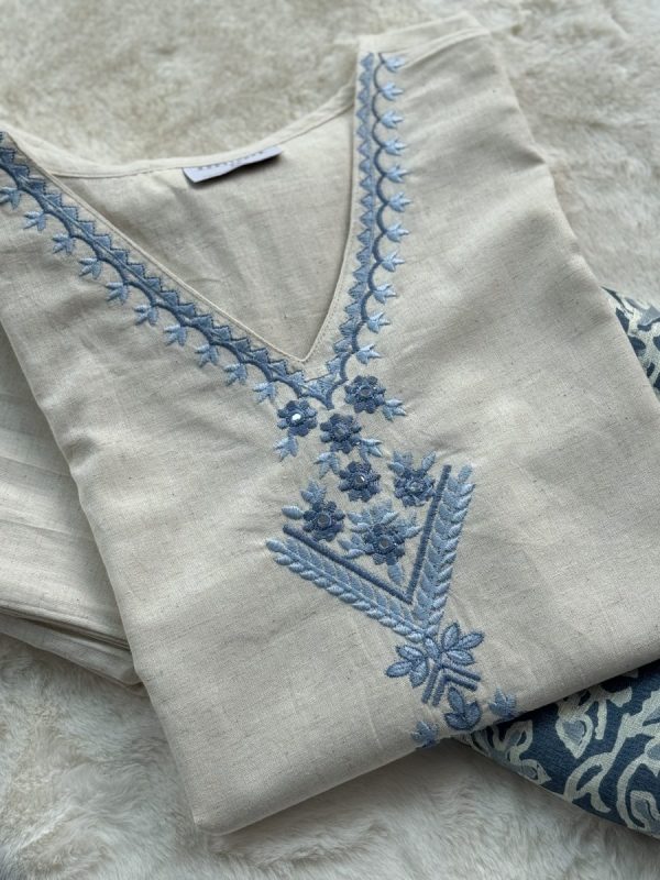 KCH0007:Handloom Cotton Kurta Pant With Khadi Silk Dupatta