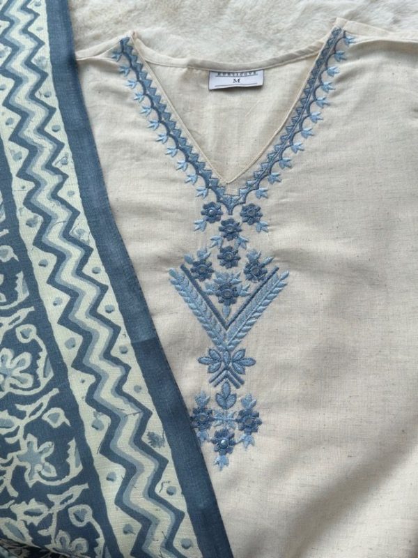 KCH0007:Handloom Cotton Kurta Pant With Khadi Silk Dupatta - Image 3