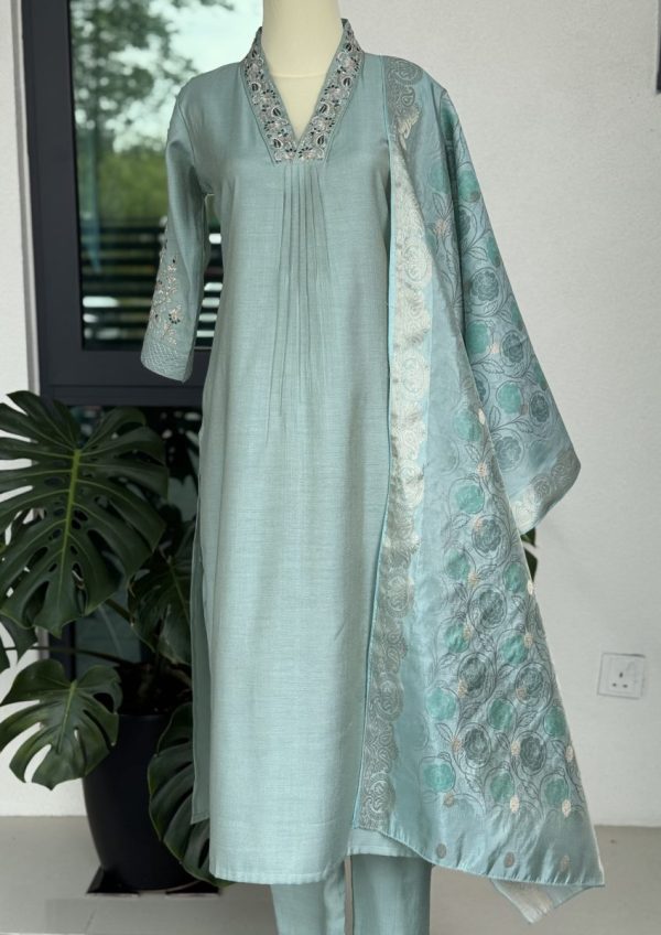 KCH0011:Mint Green Kurta Suits - Image 5