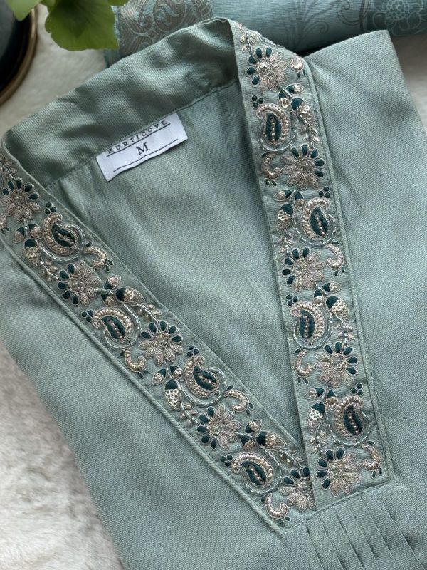 KCH0011:Mint Green Kurta Suits - Image 2
