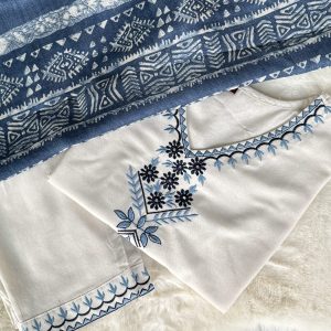 KCH0007:Handloom Cotton Kurta Pant With Khadi Silk Dupatta