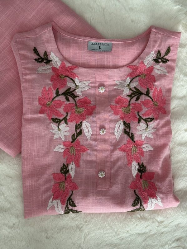 KCH0005:Flamingo Cotton Slub Kurta Pant&Dupatta - Image 2