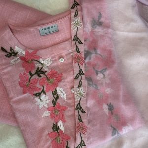 KCH0005:Flamingo Cotton Slub Kurta Pant&Dupatta
