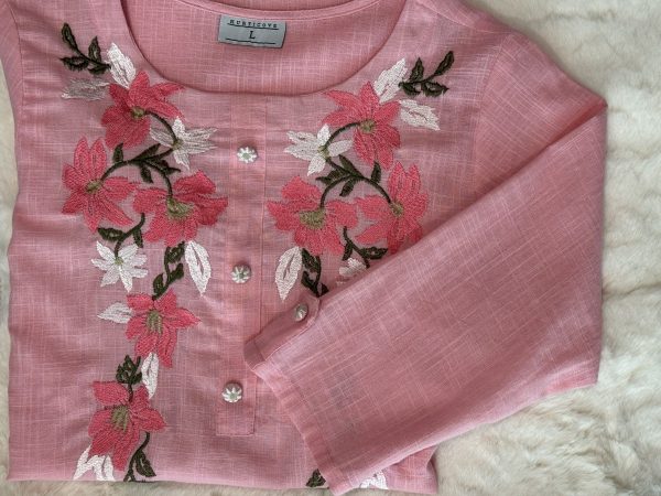KCH0005:Flamingo Cotton Slub Kurta Pant&Dupatta - Image 4