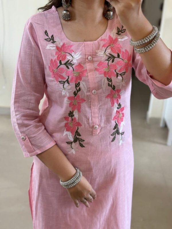 KCH0005:Flamingo Cotton Slub Kurta Pant&Dupatta - Image 7