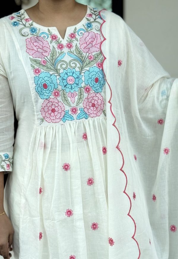 KCH0017:Pure White Premium Mul Chanderi Suit - Image 3
