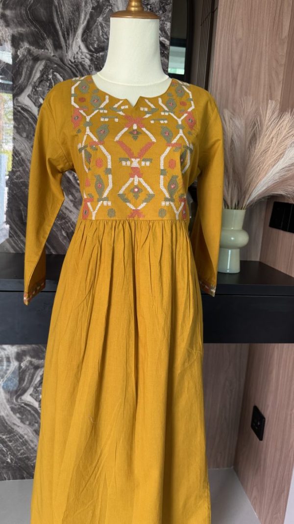 KCH0021:Mustard Embroidered Dupatta Pant Suit - Image 2