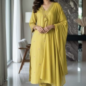 KCH0016:Mustard Yellow Cotton Kurta Suit