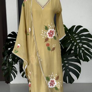 KCH0023: Pastel Yellow Hand Brushed Soft Mul Kurta Suits