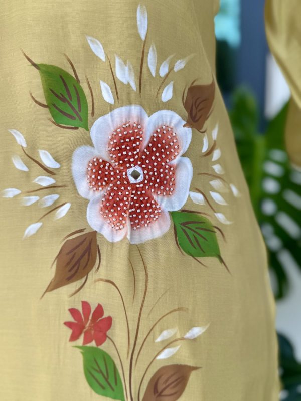 KCH0023: Pastel Yellow Hand Brushed Soft Mul Kurta Suits - Image 3