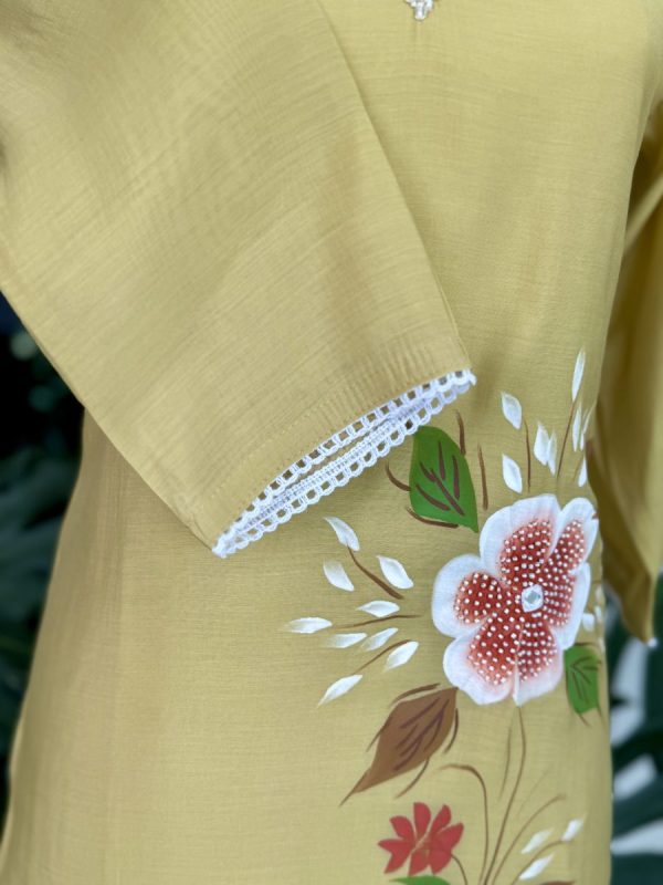 KCH0023: Pastel Yellow Hand Brushed Soft Mul Kurta Suits - Image 4