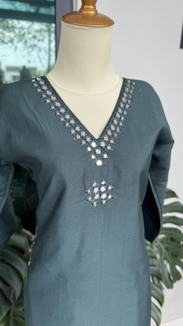 KCH0027:Emerald Mirrorwork 2pc Cord Set - Image 3