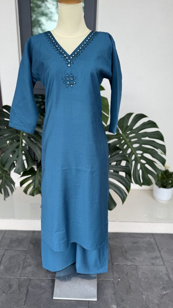 KCH0028:Teal Grace Mirrorwork 2pc Cord Set