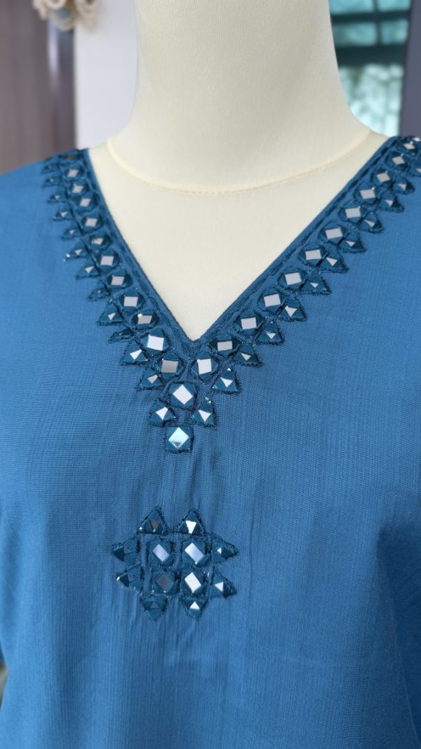 KCH0028:Teal Grace Mirrorwork 2pc Cord Set - Image 3
