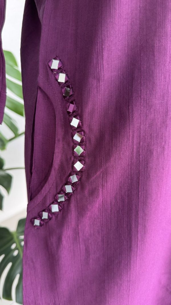 KCH0029:Plum Mirrorwork 2pc Cord Set - Image 5