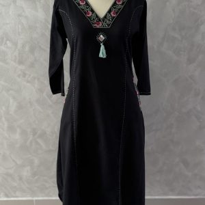 KCH0036:Premium Linen Cotton Black Cord Set