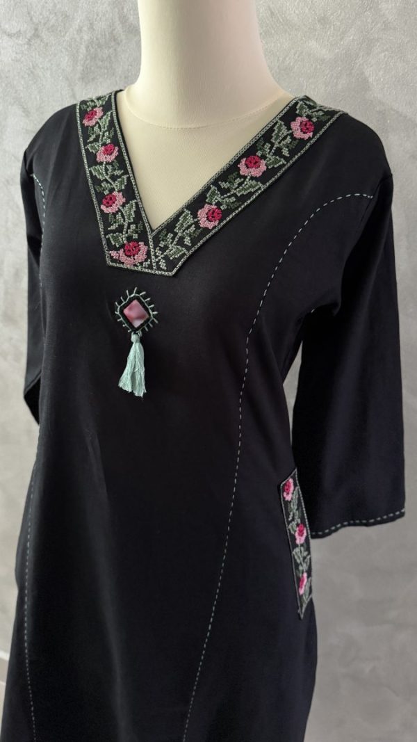 KCH0036:Premium Linen Cotton Black Cord Set - Image 2