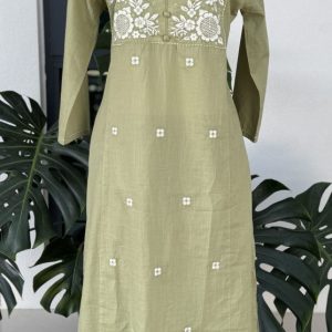 KCH0040:Cotton Embroidered Pastel 2pc Suit