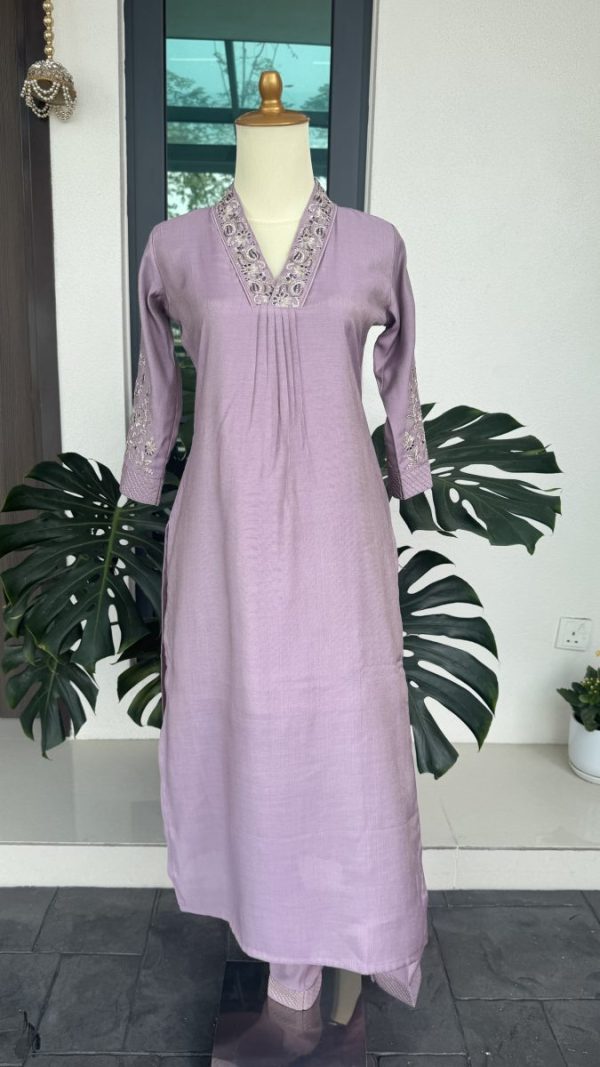 KCH0041:Dusky Lavender Kurta Suit - Image 6