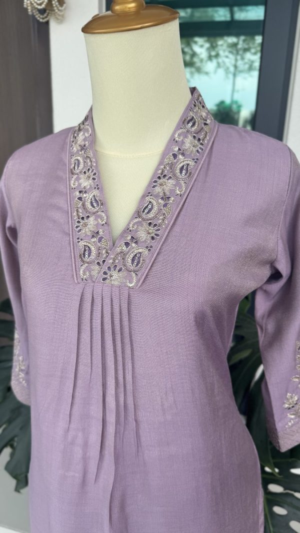 KCH0041:Dusky Lavender Kurta Suit - Image 4