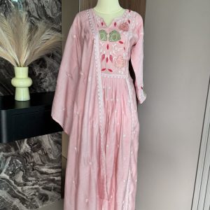 KCH0042:Petal Pink Mul Chanderi Suit