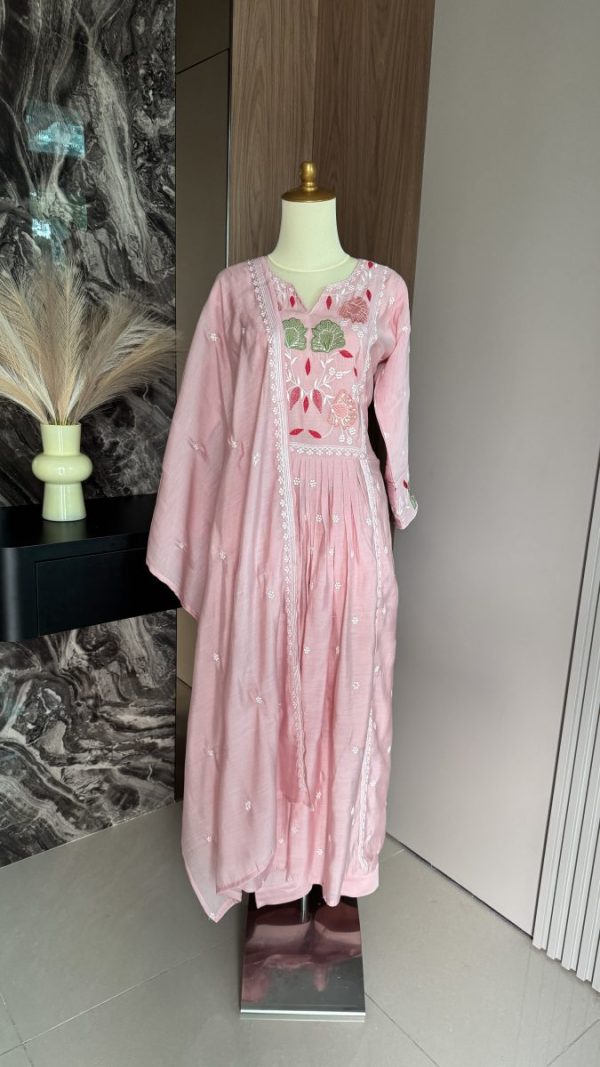 KCH0042:Petal Pink Mul Chanderi Suit