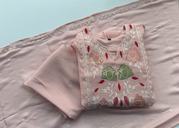 KCH0042:Petal Pink Mul Chanderi Suit - Image 3