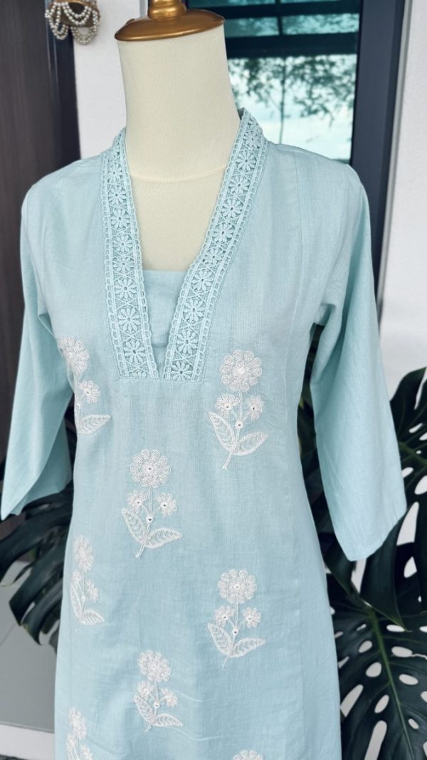 KCH0043:Calm Sky Cotton Kurta Suit - Image 2