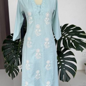 KCH0043:Calm Sky Cotton Kurta Suit