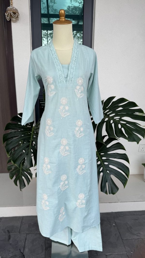 KCH0043:Calm Sky Cotton Kurta Suit