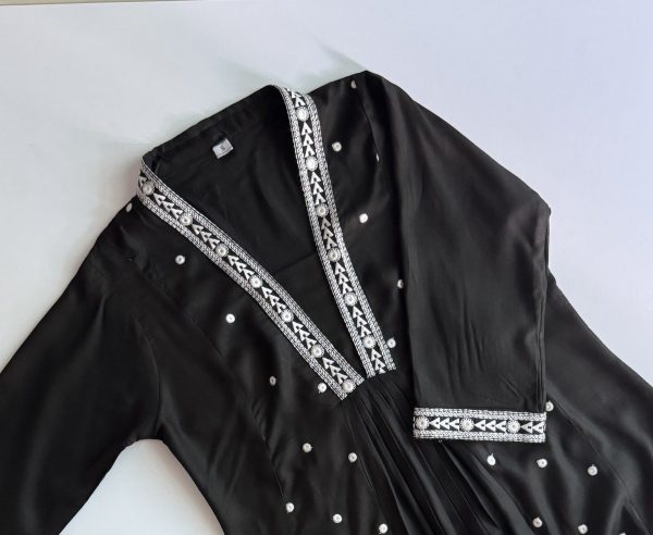 KCH0051:Jet Black A-Line Suit With Contrast Printed Dupatta - Image 6