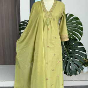 KCH0053:Soft Lime Green A-Line Kurta Suit