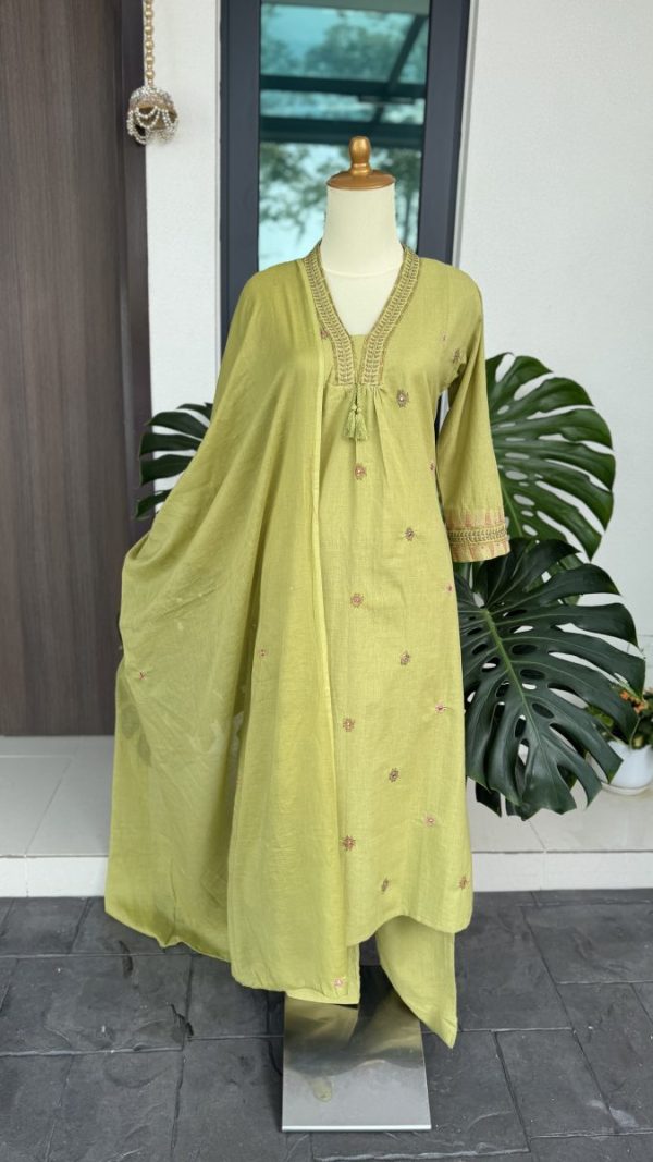 KCH0053:Soft Lime Green A-Line Kurta Suit