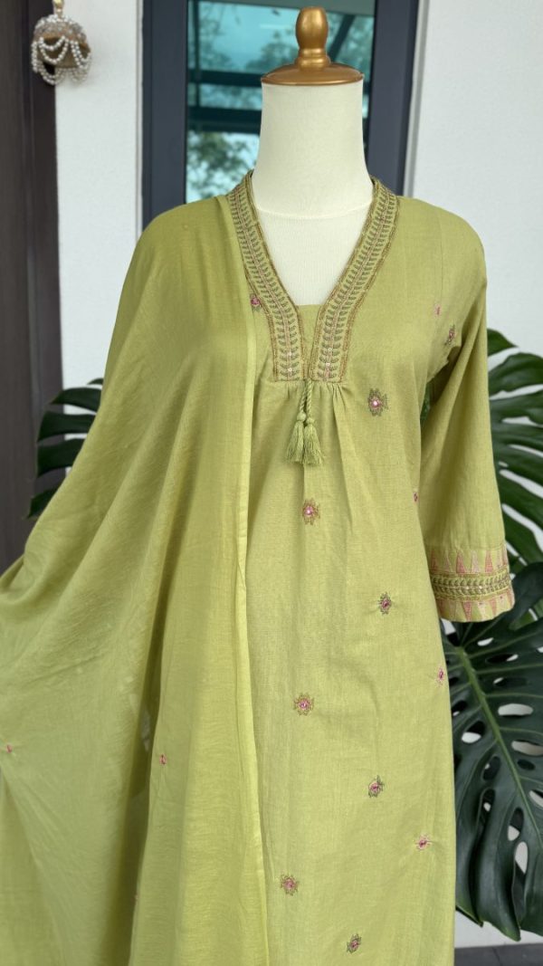KCH0053:Soft Lime Green A-Line Kurta Suit - Image 2