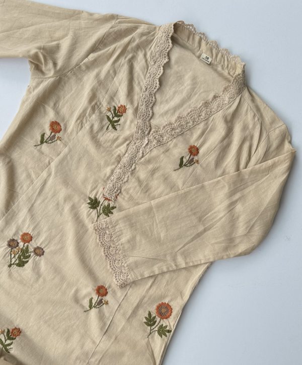 KCH0055:Beige Floral Pure Cotton Kurta Suit - Image 6