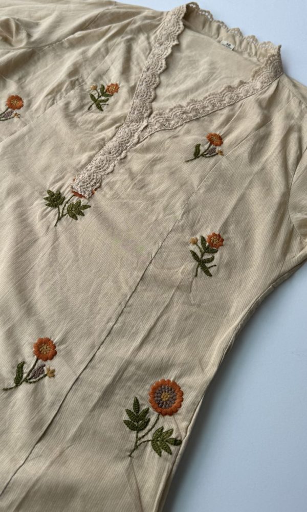 KCH0055:Beige Floral Pure Cotton Kurta Suit - Image 7