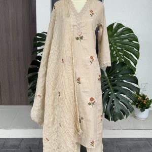 KCH0055:Beige Floral Pure Cotton Kurta Suit