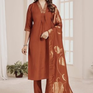 KCH0072:Rust Glow Banarasi Dupatta Kurta Suit