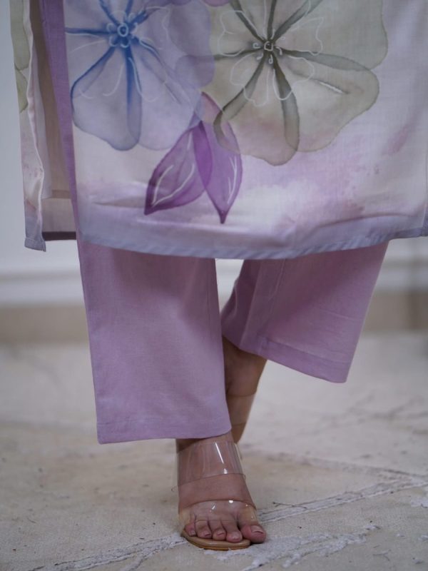 KCH0057:Lavender Dream Linen Cotton Kurta Suit - Image 3