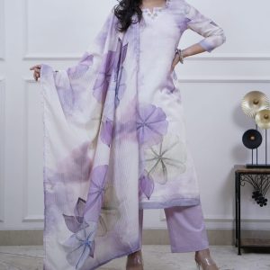 KCH0057:Lavender Dream Linen Cotton Kurta Suit